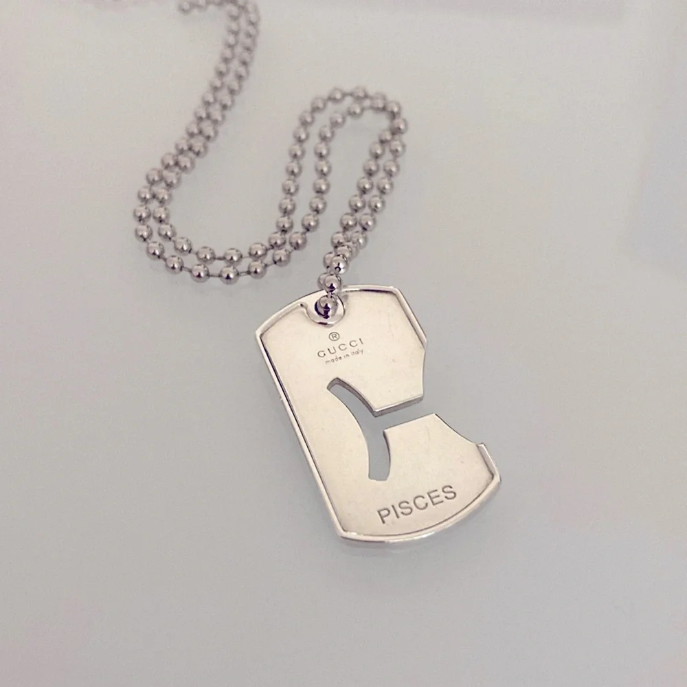 ♓️ Rare Vintage Gucci Pisces Pendant 925 Sterling Silver Unisex - Picture 4 of 4